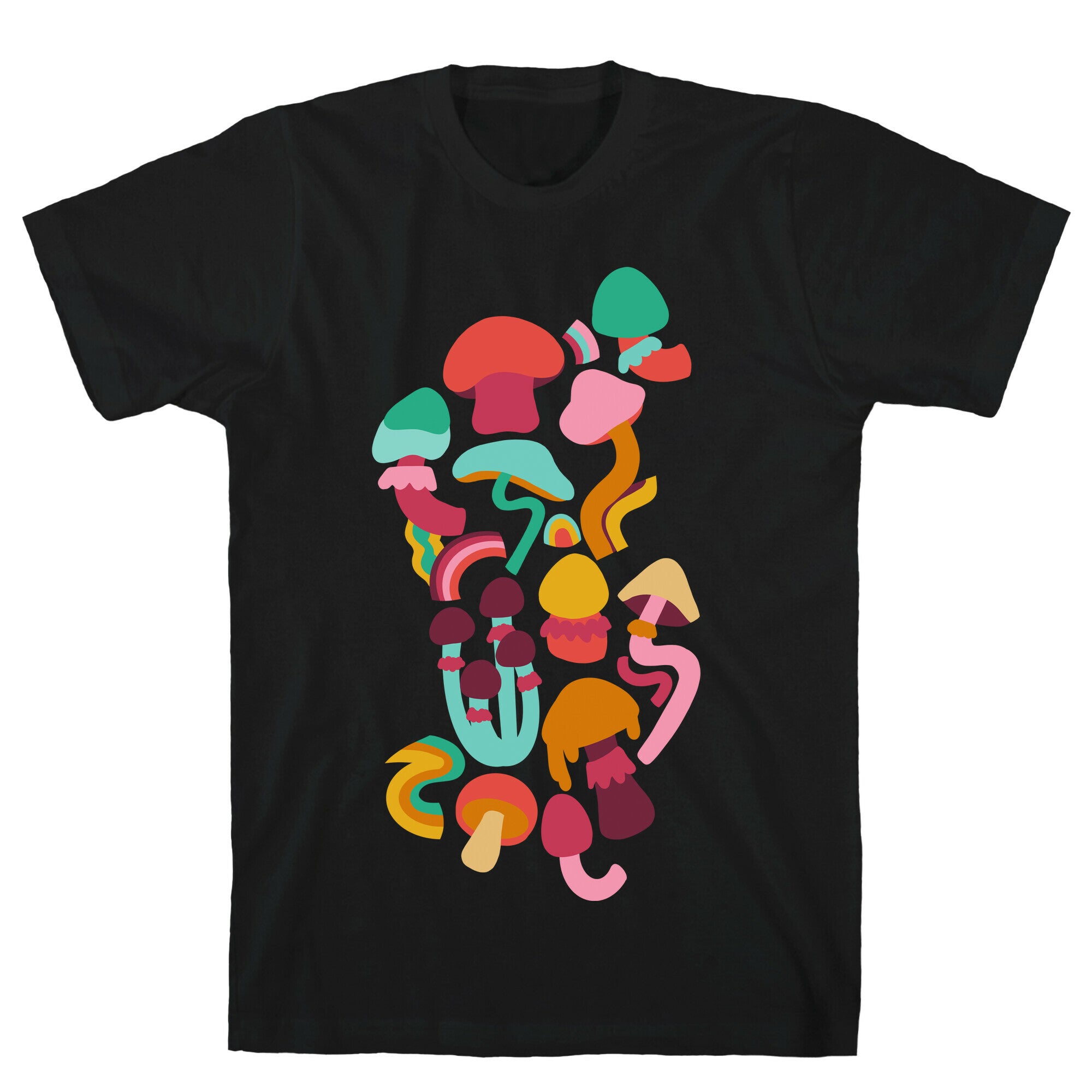Retro Groovy Mushroom Pattern T-Shirt